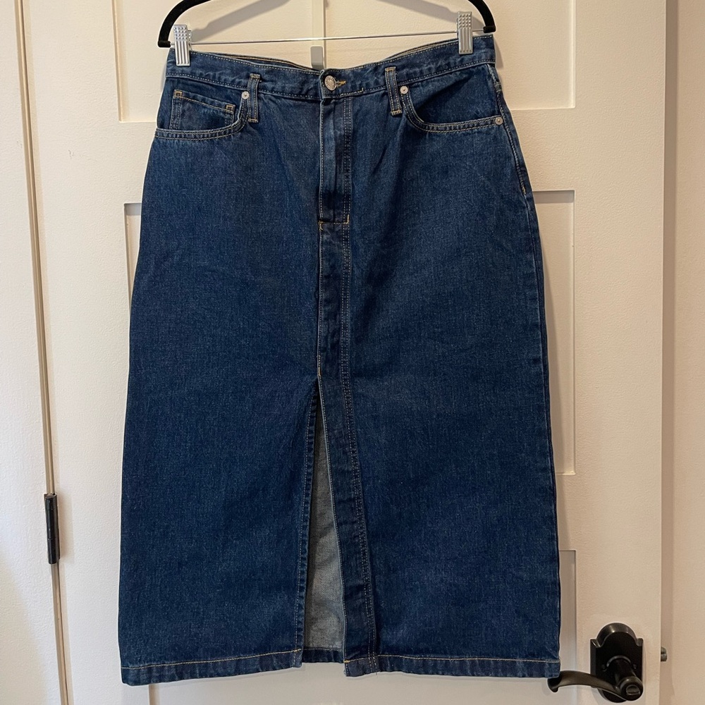 MNG Dark Denim Midi-Skirt